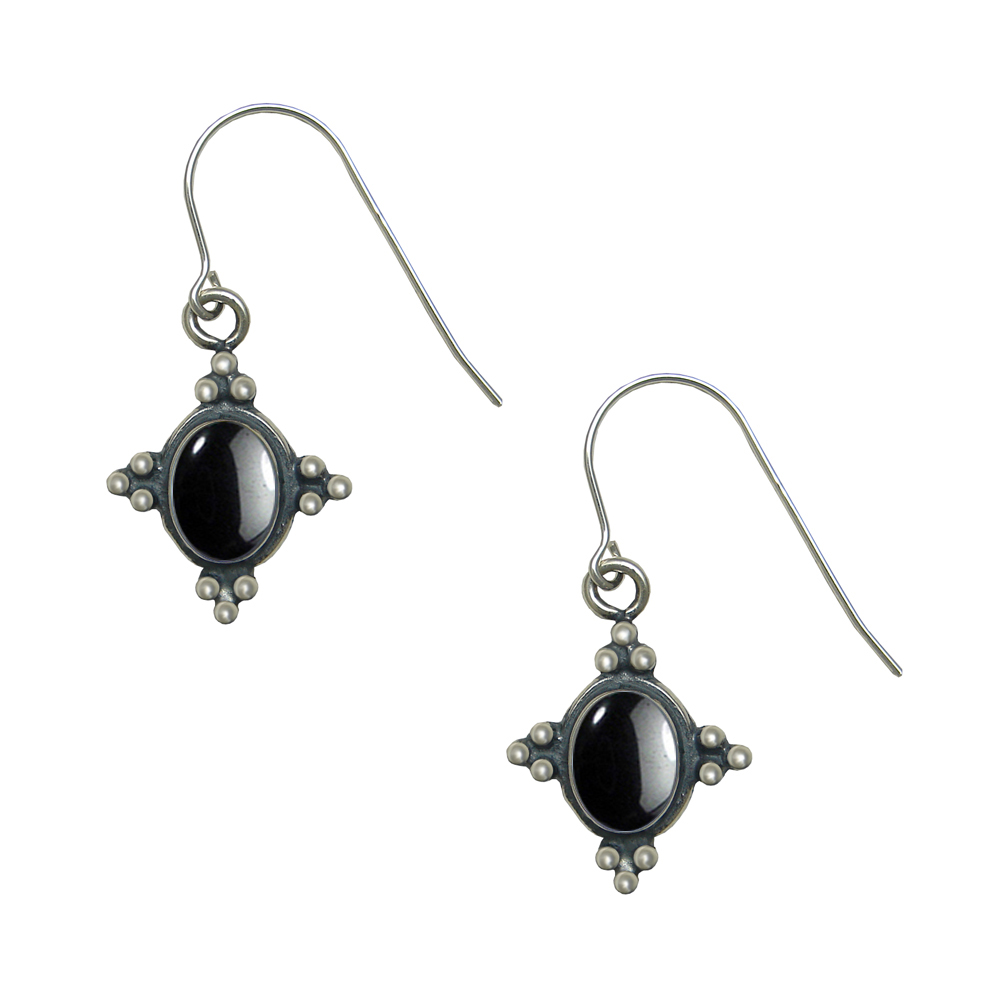 Sterling Silver Small Hematite Gemstone Drop Dangle Earrings